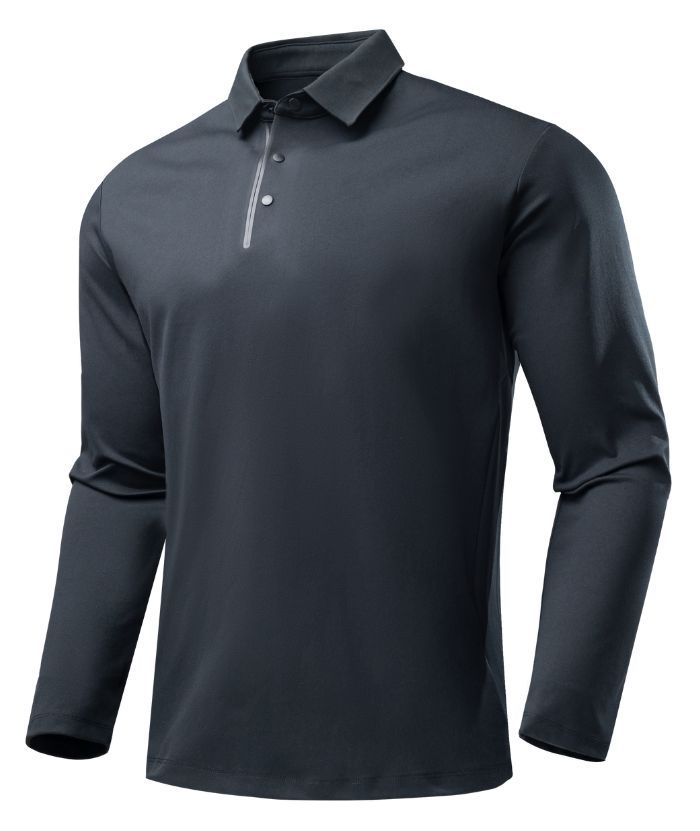 ZITY Men's Button Up Long Sleeve Polo Shirt-8909