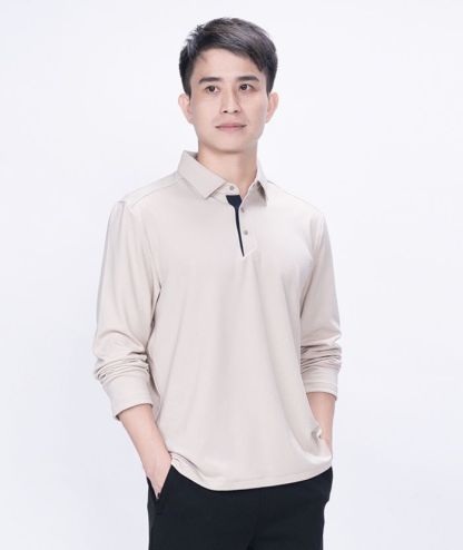 ZITY Men's Long Sleeve Solid Color Polo Shirt-8907