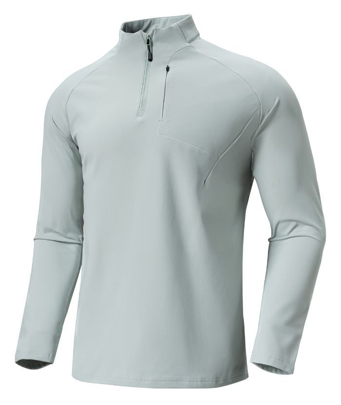 ZITY Men's Quarter Zip Long Sleeve Polo Shirt-88120