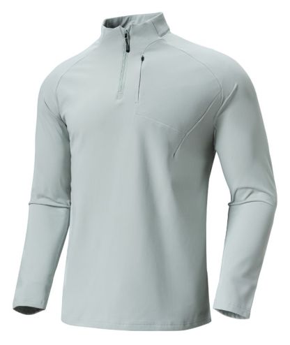 ZITY Men's Quarter Zip Long Sleeve Polo Shirt-88120