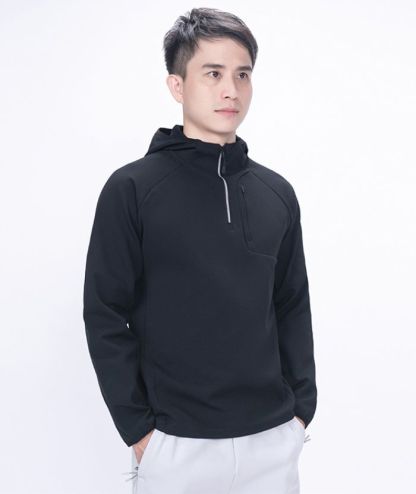 ZITY Men's Quarter Zip Solid Color Hoodie-7390