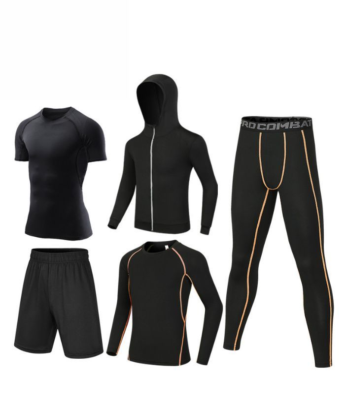 ZITY Men's Sports Cross-Border Fitness Five-Piece Compression Set-DUMTR05994