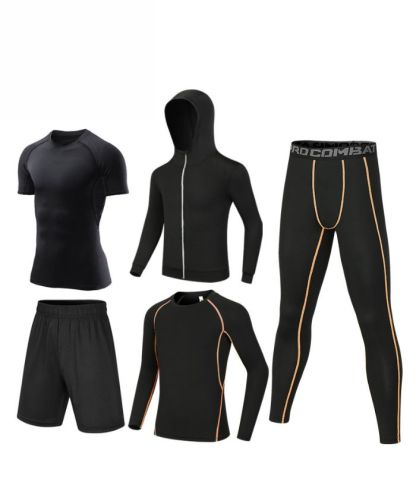 ZITY Men's Sports Cross-Border Fitness Five-Piece Compression Set-DUMTR05994