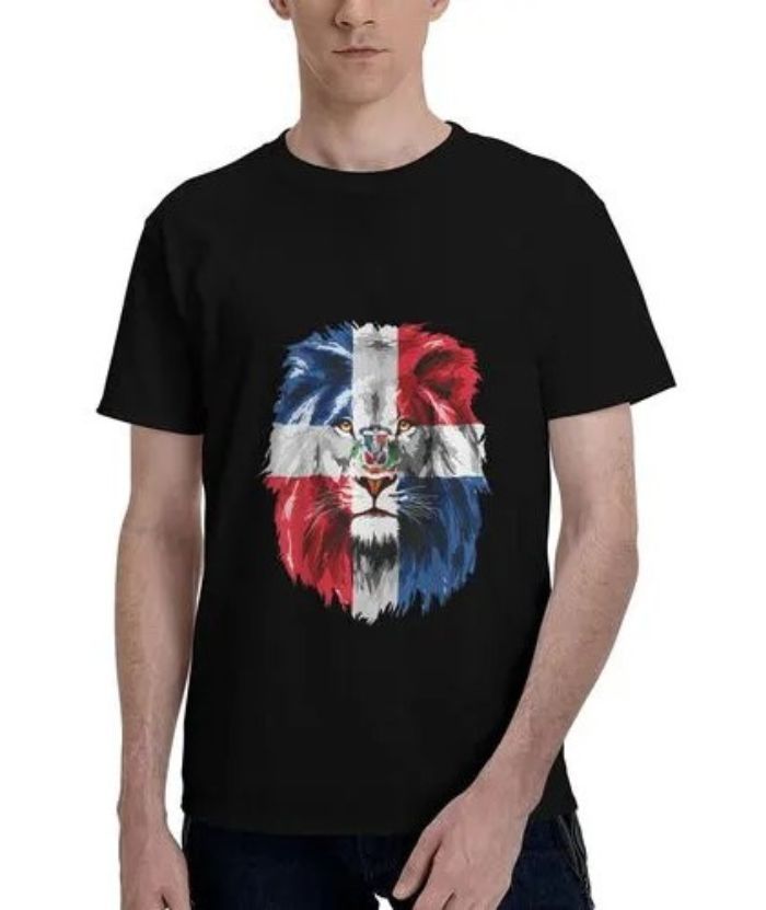 ZITY Men's Lion Dominican Republic Flags 100% Cotton T-Shirt