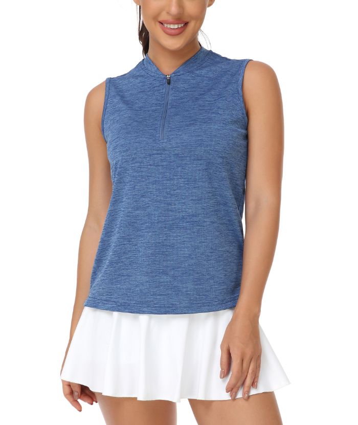 ZITY Women's Sleeveless Dri Fit Tennis Golf Polo Shirt-CUWPO01309