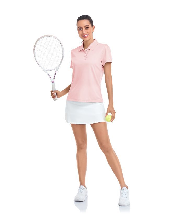 ZITY Women's Slim Fit Solid Color Tennis Polo Shirt-CUWPO01477