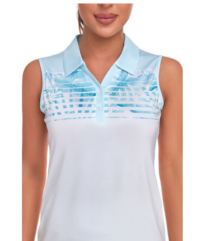 ZITY Women's Sleeveless Button Up Polo Shirt-CUWBP02125