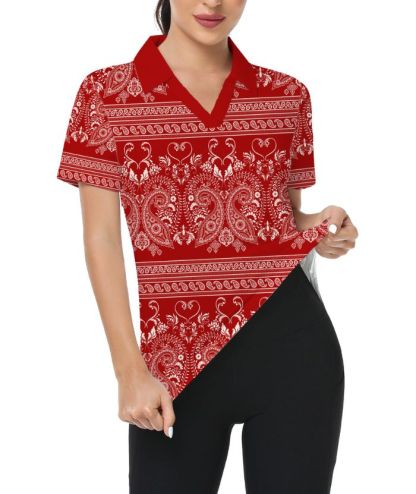 ZITY Women's V Neck Slim Fit Golf Polo Shirt-CUWPO01939