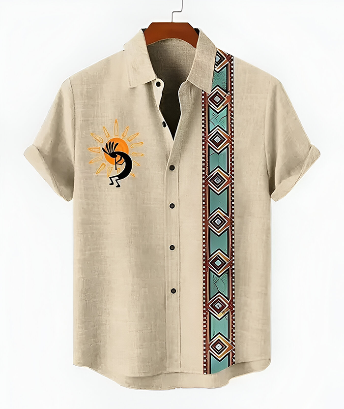 ZITY Men's Casual Summer Hawaiian Tribal Patterns Shirt