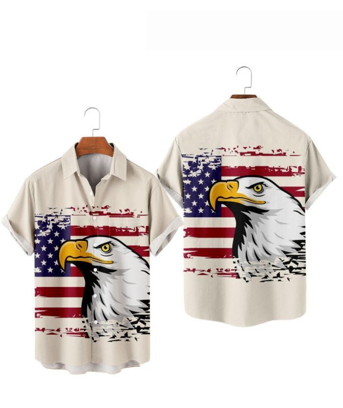 ZITY Men's American Flag 3D Digital Print Polo Shirt-DUMPO06242