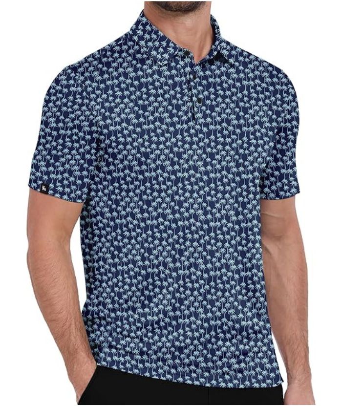 ZITY Men's Button Up Casual Print Polo Shirt-CUMPO06176
