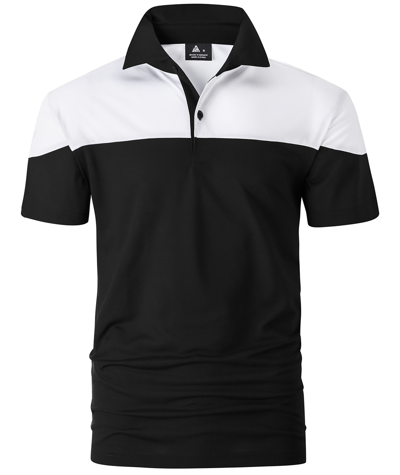 ZITY Men's Button Up Color Block Slim Fit Polo Shirt-CFMPO00104