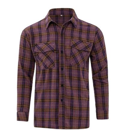 ZITY Men’s Spring Casual Plaid Long Sleeve Collared Shirt–DUMLT06595