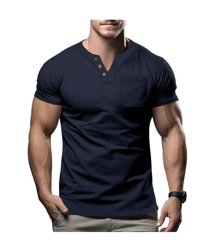 ZITY Men's Summer Casual V-Neck Slim Short Sleeved Trendy T-shirt-ZPK010594|Zitysports