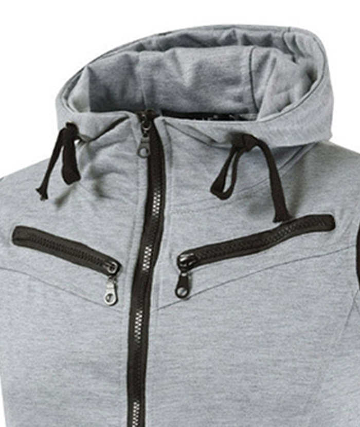 ZITY Men's Solid Color Slim Fit Sleeveless Hoodie-DUMMG05224|Zitysports