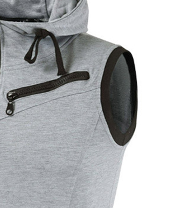 ZITY Men's Solid Color Slim Fit Sleeveless Hoodie-DUMMG05224|Zitysports