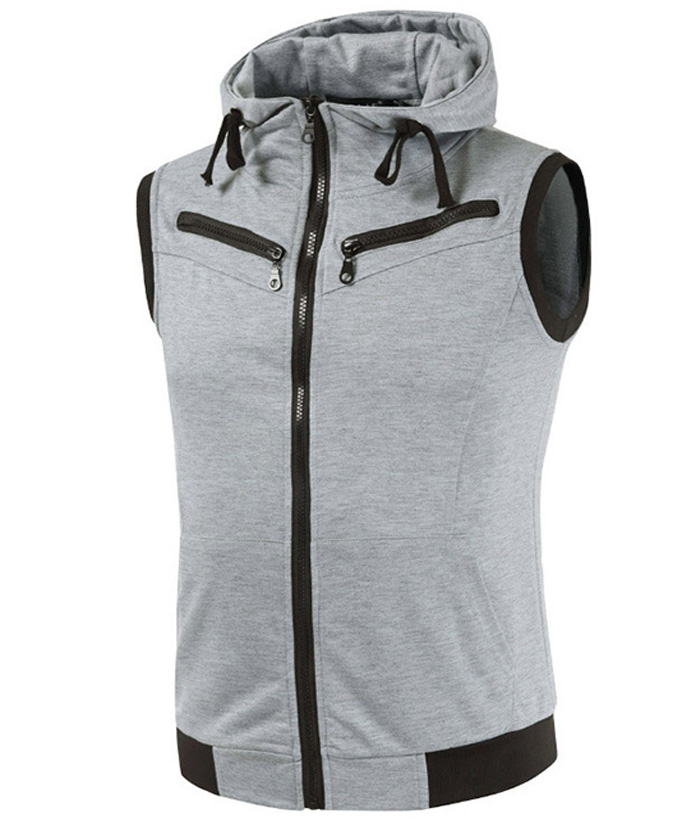 ZITY Men's Solid Color Slim Fit Sleeveless Hoodie-DUMMG05224|Zitysports
