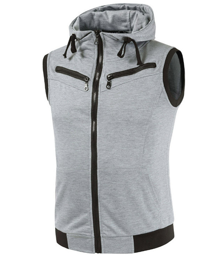 ZITY Men's Solid Color Slim Fit Sleeveless Hoodie-DUMMG05224|Zitysports