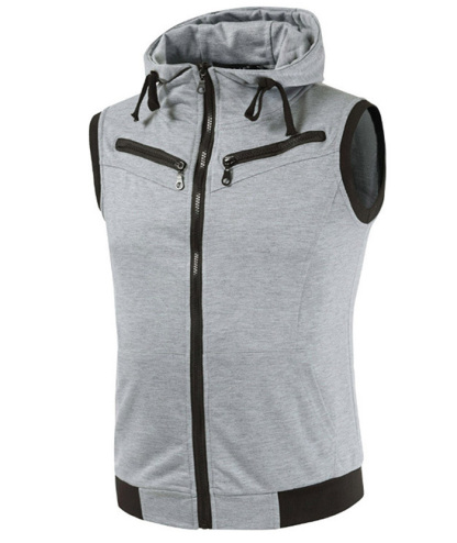 ZITY Men's Solid Color Slim Fit Sleeveless Hoodie-DUMMG05224|Zitysports