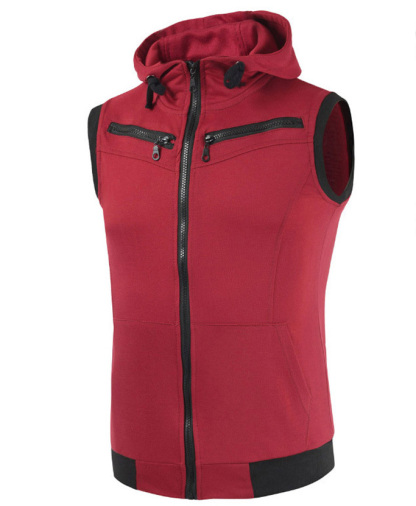 ZITY Men's Solid Color Slim Fit Sleeveless Hoodie-DUMMG05224|Zitysports