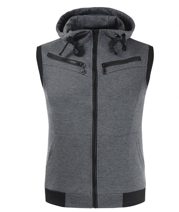 ZITY Men's Solid Color Slim Fit Sleeveless Hoodie-DUMMG05224|Zitysports