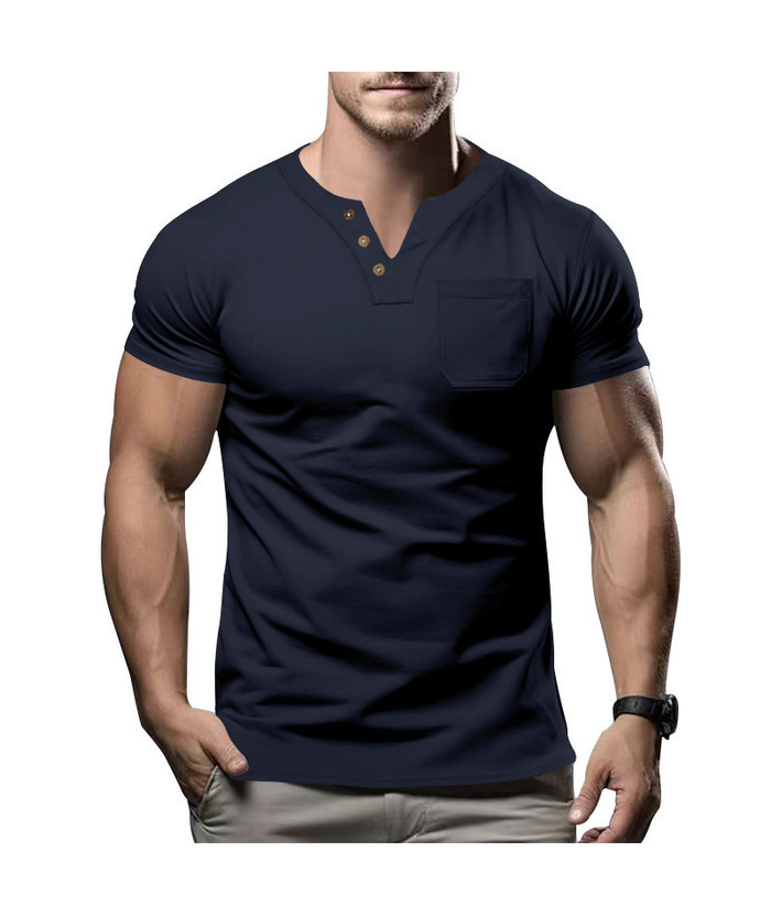 ZITY Men's Summer Casual V-Neck Slim Short Sleeved Trendy T-shirt-ZPK010594|Zitysports