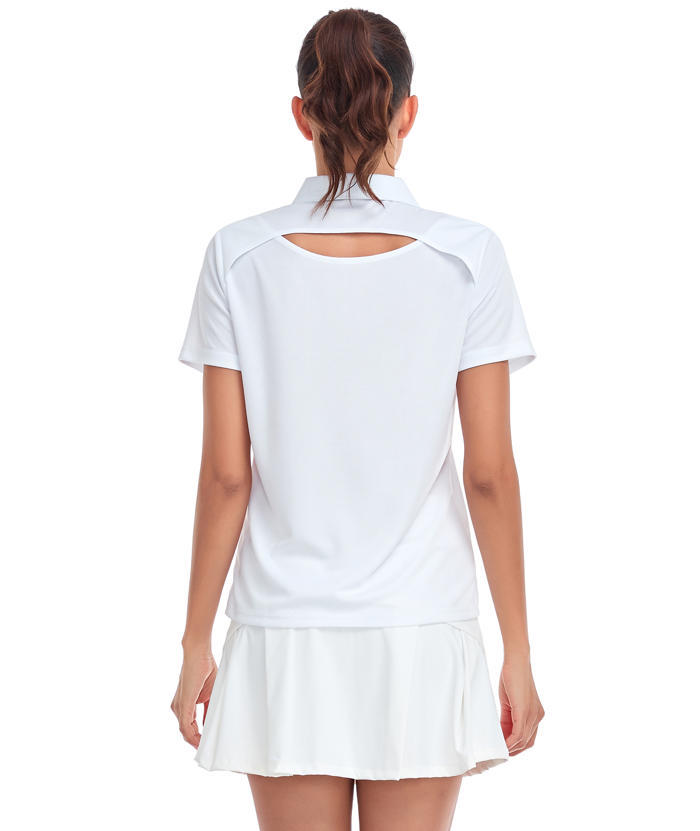 ZITY Women's Solid Color Sports Slim Fit Polo Shirt-CUWPO01554