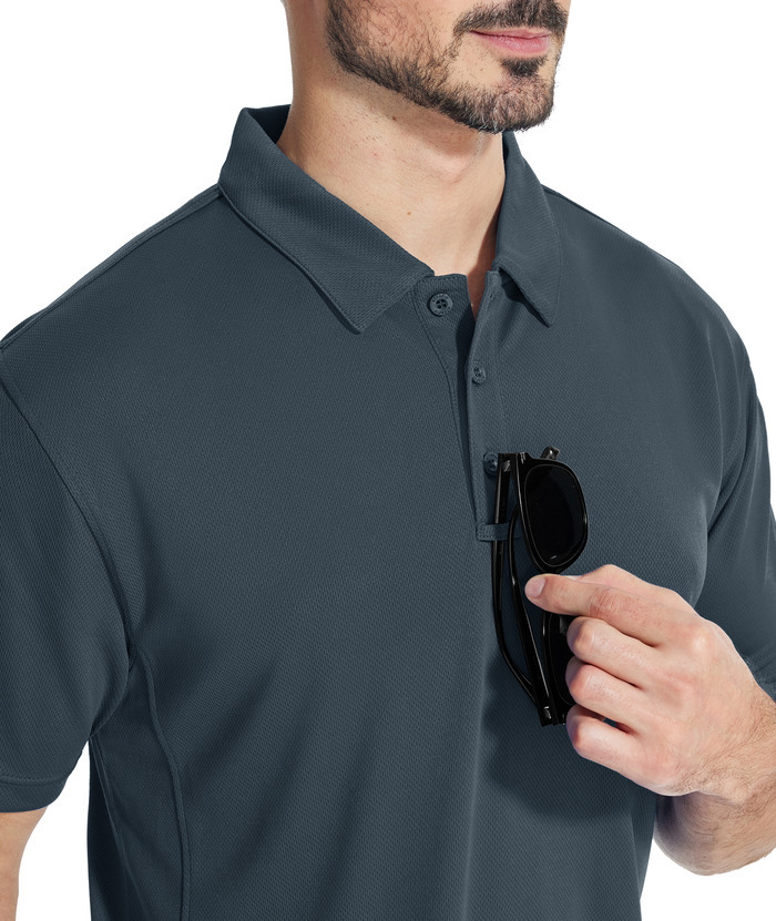 3 Pack Men's Button Up Dri Fit Sports Polo Shirt-CZUHE00101