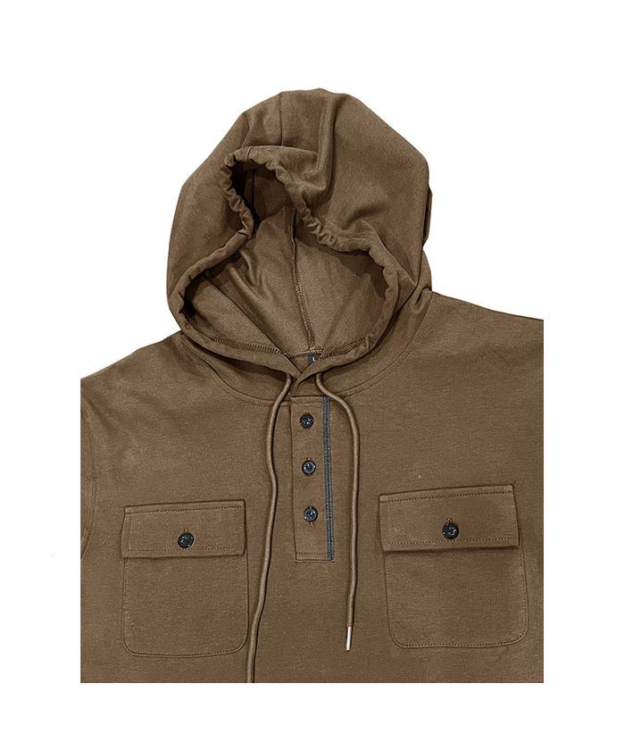ZITY Men's Solid Chest Pockets Button Hoodie-DUMHD04858 | Zitysports