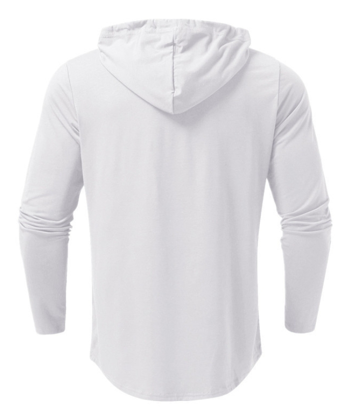 ZITY Men's Lightweight Long Sleeve Button Henley Hoodie-DUMHD04900|Zitysports