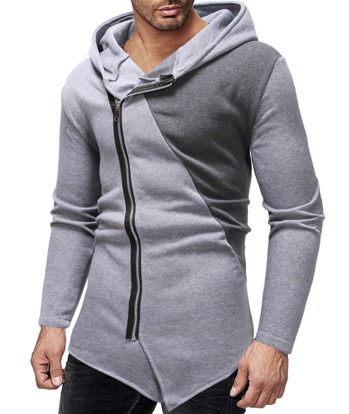 ZITY Men's Sweatshirt Oblique Zipper Stitching Design Hoodie-DUMHD04971|Zitysports