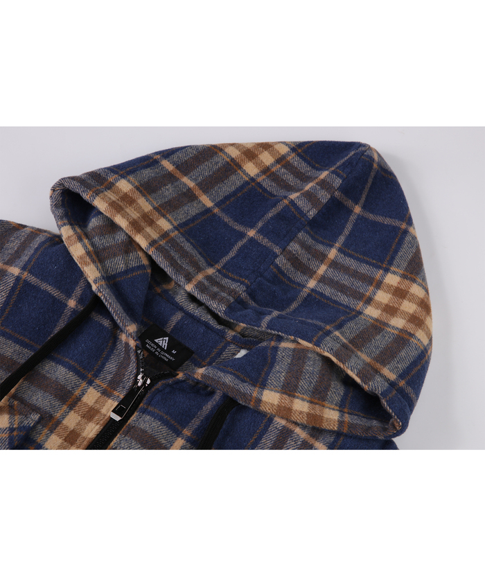 ZITY Men's Sherpa Lined Soft Warm Plaid Hooide Jacket-ZPK006045|Zitysports