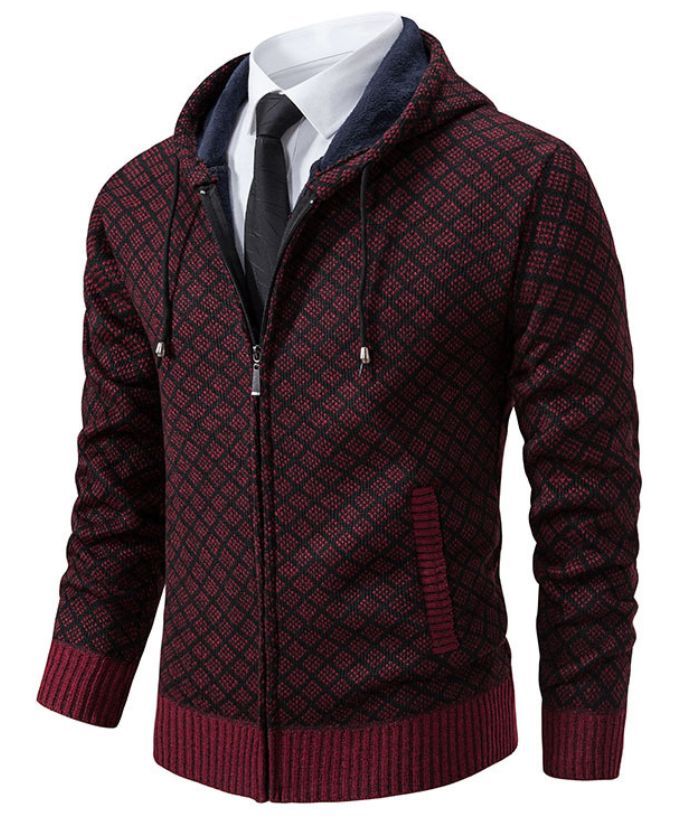 ZITY Men's Knitted Zip-Up Long Sleeve Hoodie-DUMFH05055|Zitysports