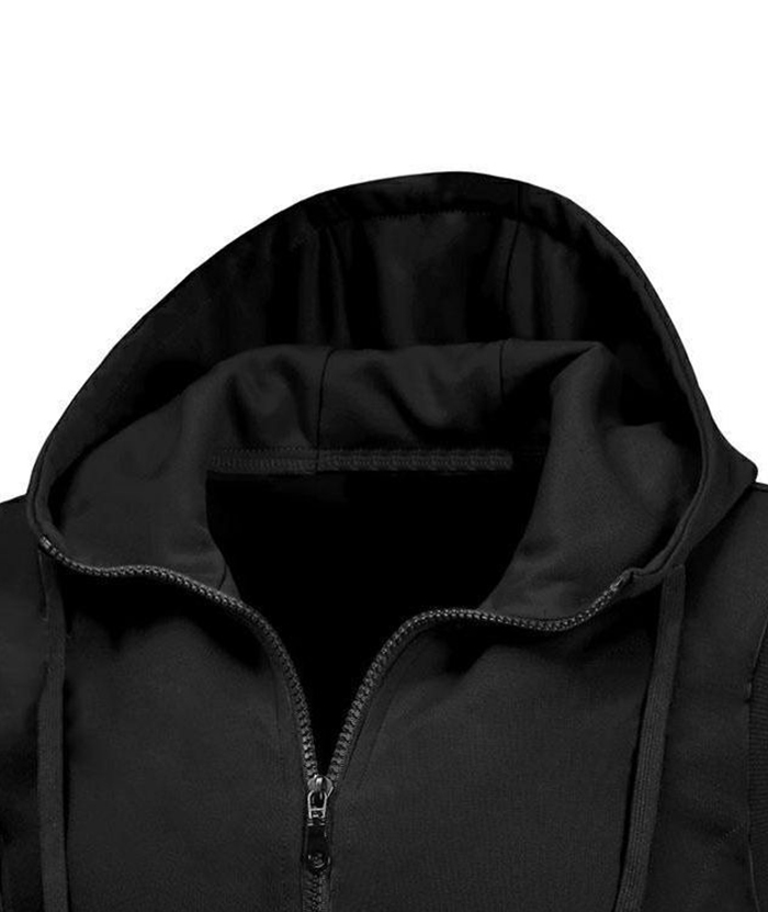 ZITY Men's Zip Up Solid Color Drawstring Sleeveless Hoodie-DUMMG05205|Zitysports