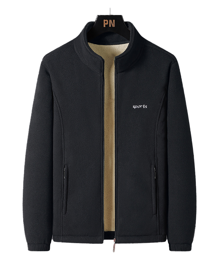 ZITY Men's Full Zipper Stand Collar Fleece Jacket-DUMFH05441