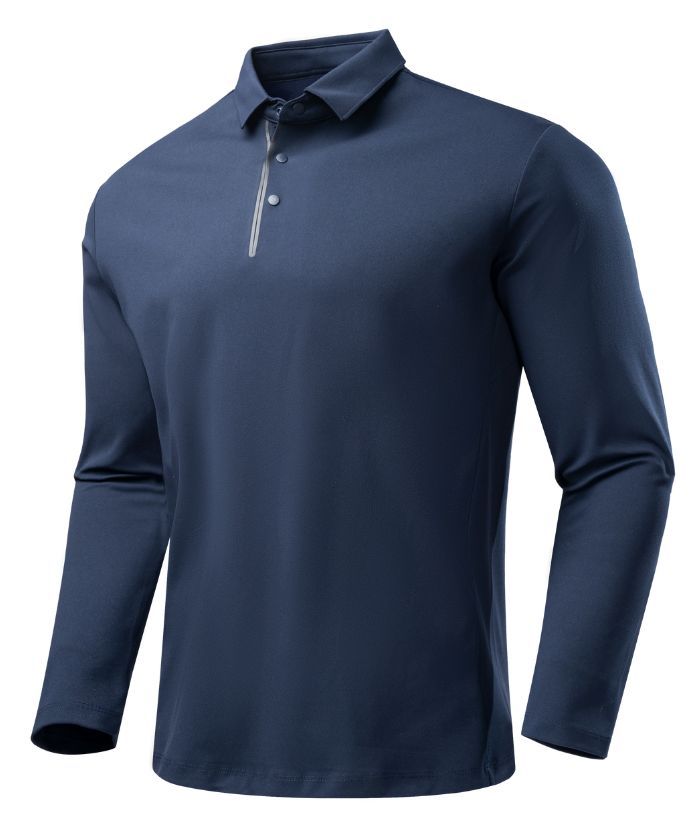 ZITY Men's Button Up Long Sleeve Polo Shirt-8909