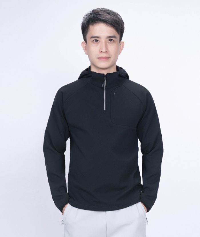ZITY Men's Quarter Zip Solid Color Hoodie-7390
