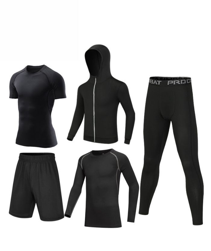 ZITY Men's Sports Cross-Border Fitness Five-Piece Compression Set-DUMTR05994