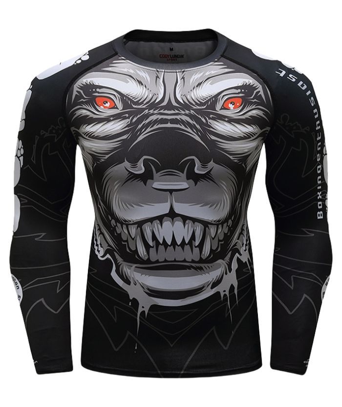 ZITY Men's 3D Digital Print Long Sleeve Compression T-Shirt-DUMLE05981