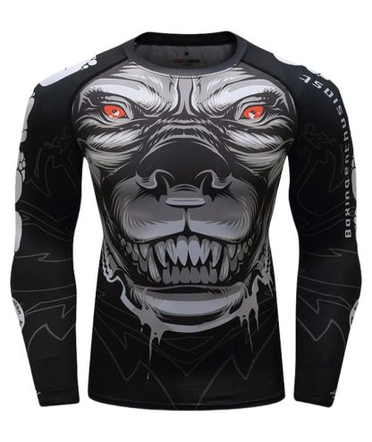 ZITY Men's 3D Digital Print Long Sleeve Compression T-Shirt-DUMLE05981