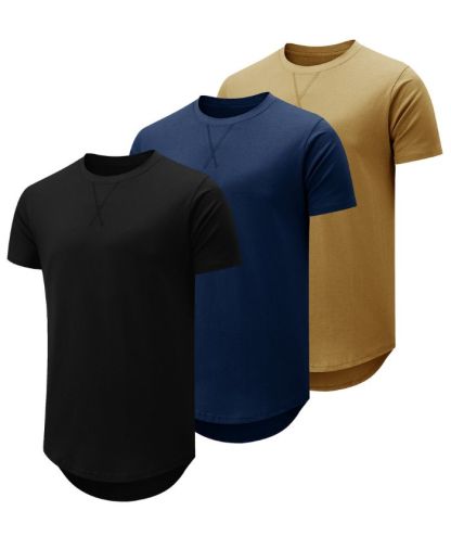 3 Pack Men's Round Neck Hip-Hop Slim Fit T-Shirt-TZUHE00113