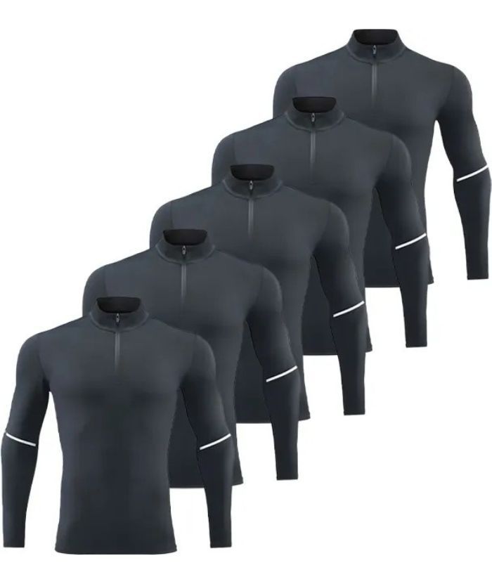 5 Pack Men's Stand Collar Dri Fit Sports Compression Shirt-DZUHE00190