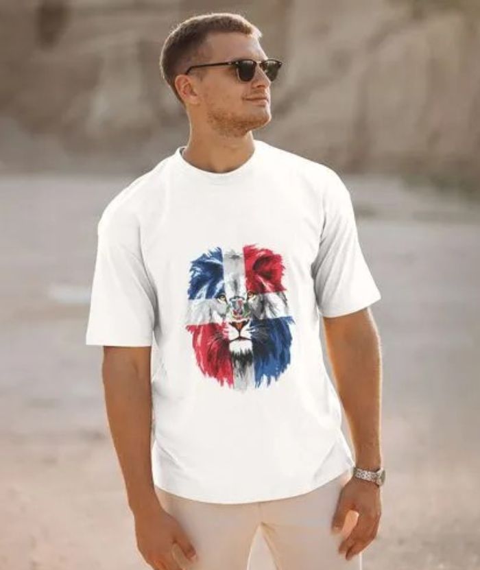 ZITY Men's Lion Dominican Republic Flags 100% Cotton T-Shirt