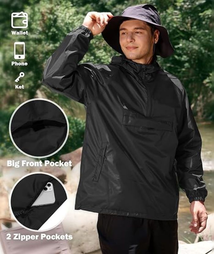 ZITY Men's Waterproof Lightweight Packable Rain Jacket-CUMRC04444