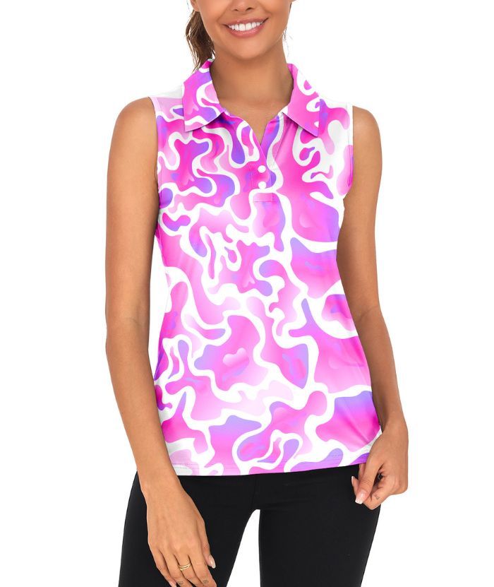 ZITY Women's Slim Fit V Neck Golf Polo Shirt-CUWBP02298