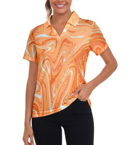 ZITY Women's Slim Fit V Neck Polo Shirt-CUWPO02297