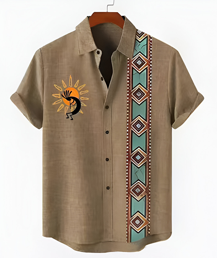ZITY Men's Casual Summer Hawaiian Tribal Patterns Shirt