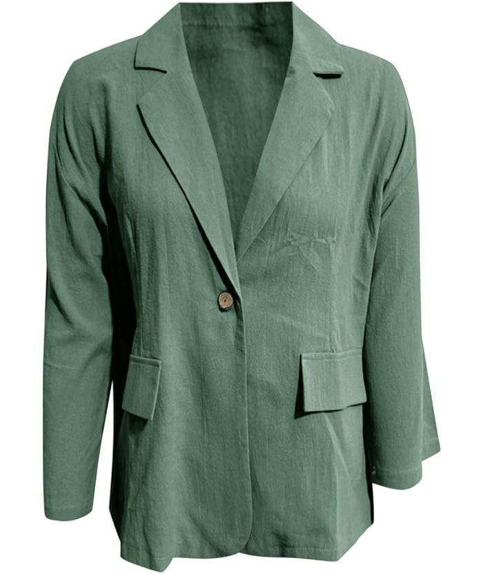 ZITY Women's Solid Color Single Button Thin Coat