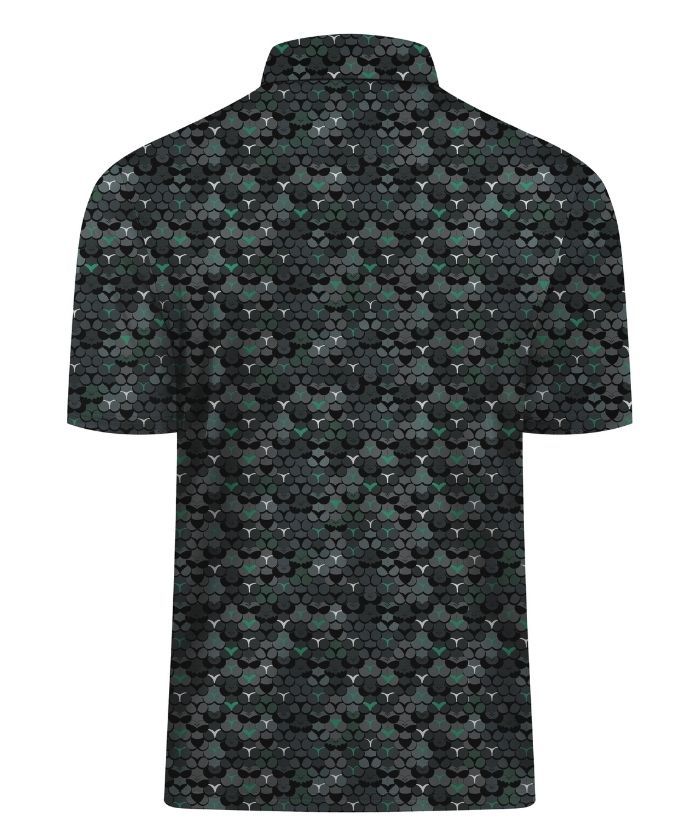 ZITY Men's Button Up Slim Fit Printed Polo Shirt-CUMPO05189