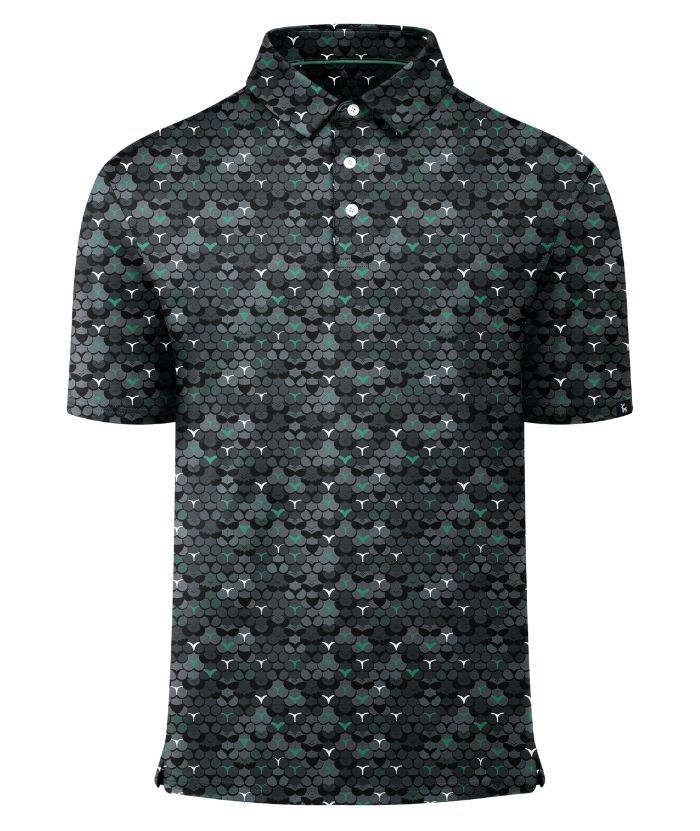 ZITY Men's Button Up Slim Fit Printed Polo Shirt-CUMPO05195